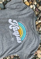 Pressbox Kansas Jayhawks Womens Grey Sunrise Script Short Sleeve T-Shirt