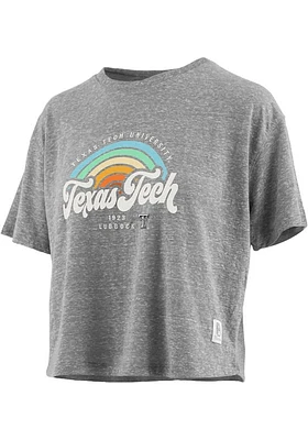 Pressbox Texas Tech Red Raiders Womens Grey Sunrise Script Short Sleeve T-Shirt