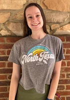 Pressbox North Texas Mean Green Womens Grey Sunrise Script Short Sleeve T-Shirt