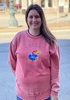 Pressbox Kansas Jayhawks Womens Red Bakersfield Crew Sweatshirt
