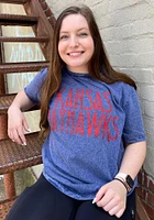 Pressbox Kansas Jayhawks Womens Navy Blue Mineral Wash Zeppelin Short Sleeve T-Shirt