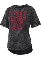 Pressbox Texas Tech Red Raiders Womens Black Mineral Wash Zeppelin Short Sleeve T-Shirt