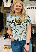 Pressbox Wichita State Shockers Womens Black Tie Dye Campus Crop Short Sleeve T-Shirt