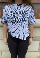 Pressbox Penn State Nittany Lions Womens Navy Blue Tie Dye Campus Crop Short Sleeve T-Shirt