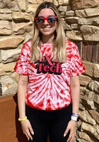 Pressbox Texas Tech Red Raiders Womens Tie Dye Campus Crop Short Sleeve T-Shirt