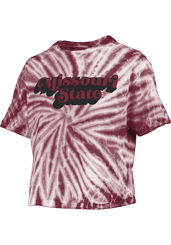 Pressbox Missouri State Bears Womens Maroon Tie Dye Campus Crop Short Sleeve T-Shirt