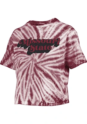 Pressbox Missouri State Bears Womens Maroon Tie Dye Campus Crop Short Sleeve T-Shirt