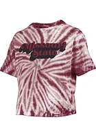Pressbox Missouri State Bears Womens Maroon Tie Dye Campus Crop Short Sleeve T-Shirt