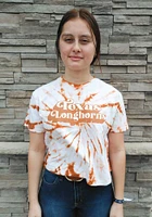 Pressbox Texas Longhorns Womens Burnt Orange Tie Dye Campus Crop Short Sleeve T-Shirt
