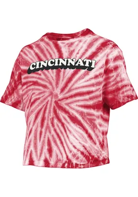 Pressbox Cincinnati Womens Red Tie-Dye Short Sleeve T-Shirt