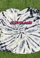 Pressbox Cleveland Womens Navy Blue Tie-Dye Short Sleeve T-Shirt