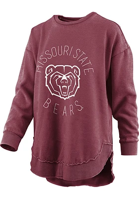 Pressbox Missouri State Bears Womens Maroon Vintage Poncho Crew Sweatshirt