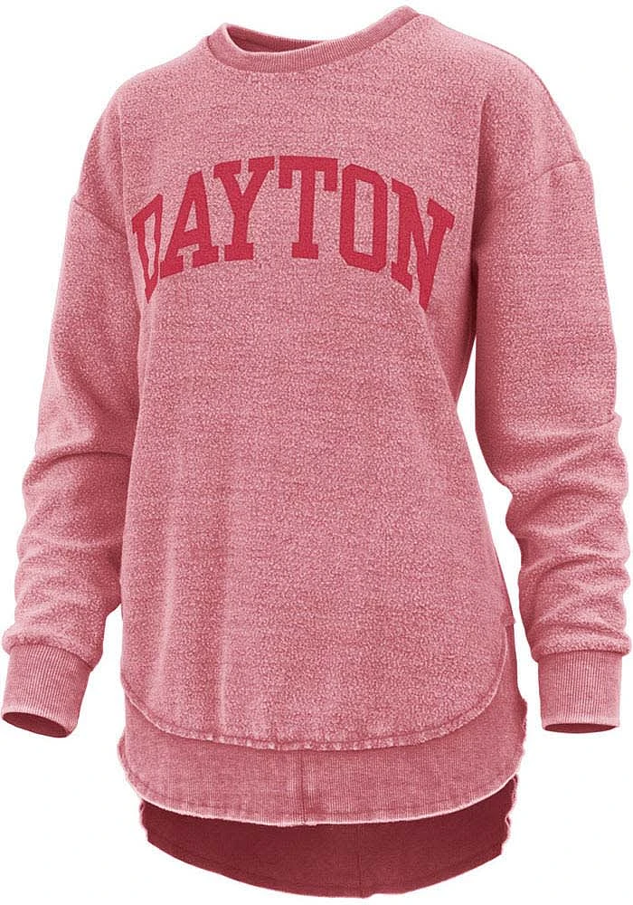 Pressbox Dayton Flyers Womens Red Ponchoville Crew Sweatshirt