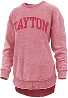 Pressbox Dayton Flyers Womens Red Ponchoville Crew Sweatshirt