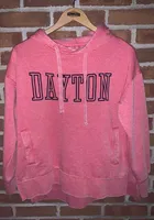 Pressbox Dayton Flyers Womens Red Vintage Burnout Hooded Sweatshirt