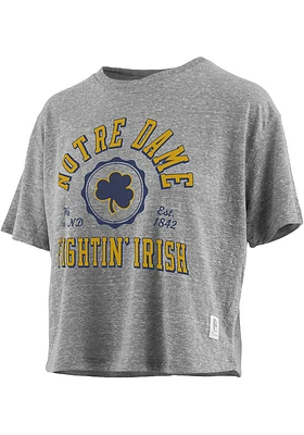 Pressbox Notre Dame Fighting Irish Womens Grey Bishop Knobi Crop Short Sleeve T-Shirt