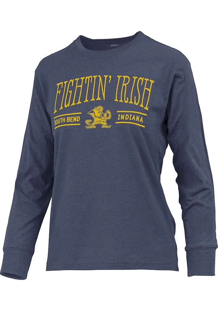 Pressbox Notre Dame Fighting Irish Womens Navy Blue Cyrus Melange LS Tee