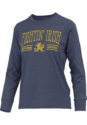 Pressbox Notre Dame Fighting Irish Womens Navy Blue Cyrus Melange LS Tee