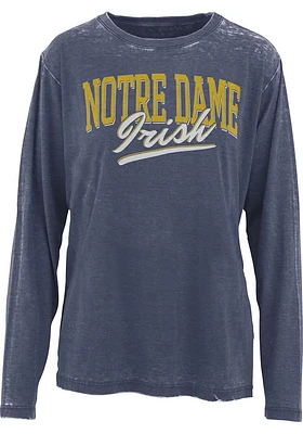 Pressbox Notre Dame Fighting Irish Womens Navy Blue Caroline Burnout LS Tee