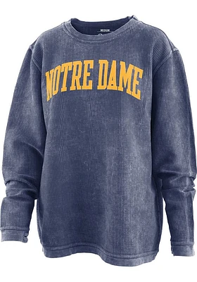 Pressbox Notre Dame Fighting Irish Womens Navy Blue Corded Crew Sweatshirt