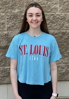 Pressbox St Louis Womens Blue Wordmark Short Sleeve T-Shirt