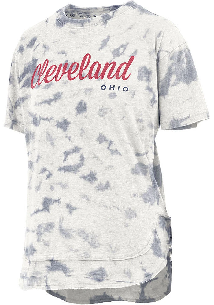 Pressbox Cleveland Womens Navy Blue Stacked Script Short Sleeve T-Shirt