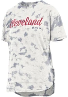 Pressbox Cleveland Womens Navy Blue Stacked Script Short Sleeve T-Shirt