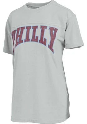 Pressbox Philadelphia Womens Grey Arched Wordmark Design Short Sleeve T-Shirt