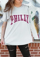 Pressbox Philadelphia Womens Grey Arched Wordmark Design Short Sleeve T-Shirt
