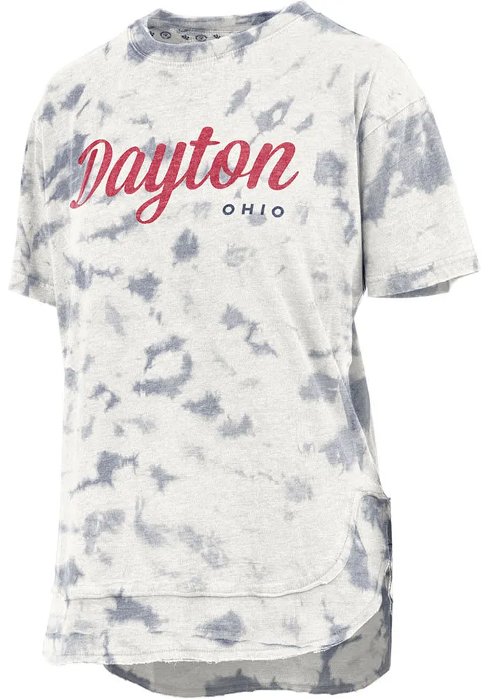 Pressbox Dayton Womens Navy Blue Stacked Script Short Sleeve T-Shirt