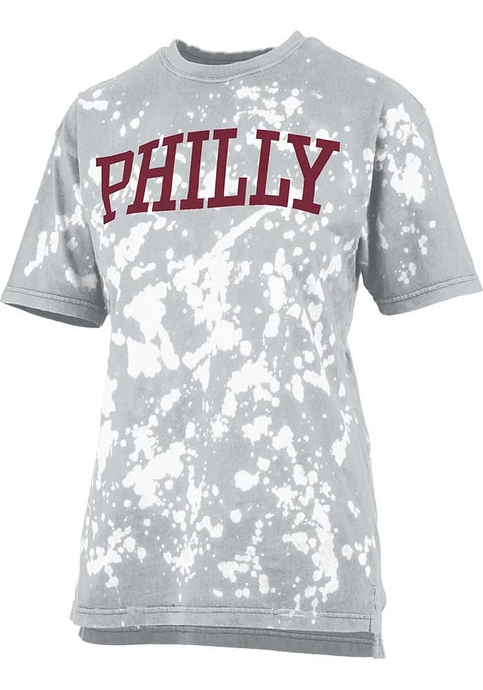 Pressbox Philadelphia Womens Grey Arched Wordmark Short Sleeve T-Shirt