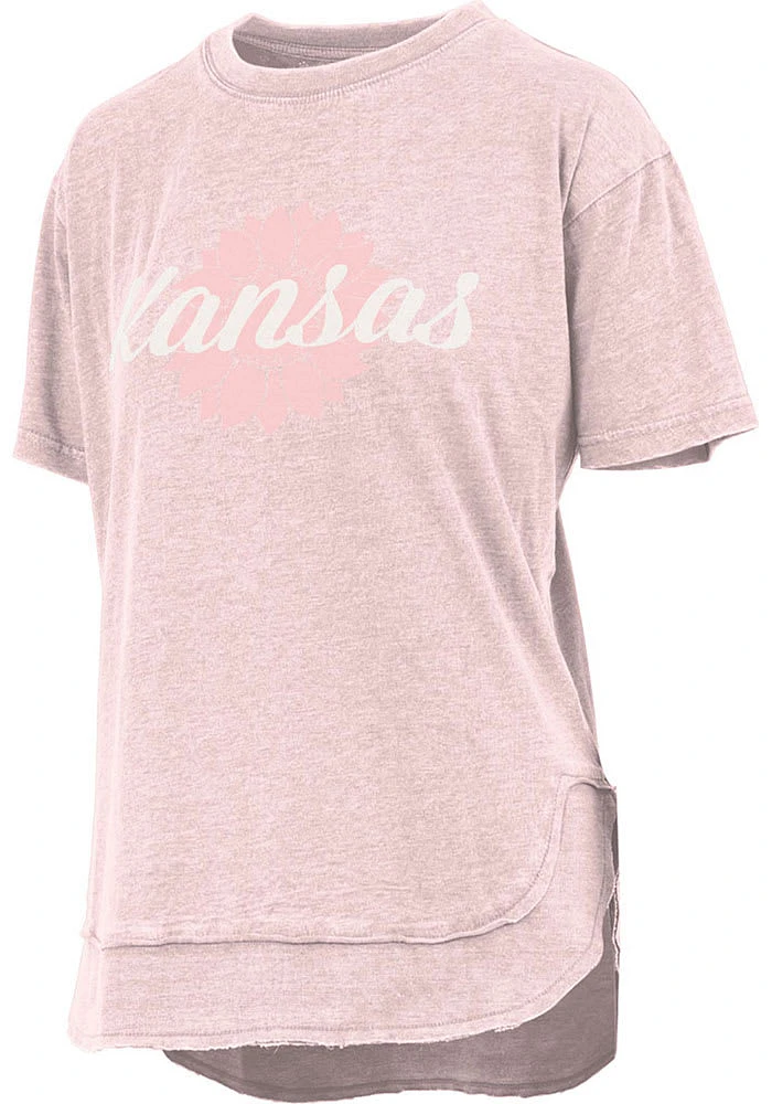 Pressbox Kansas Womens Pink Script Short Sleeve T-Shirt