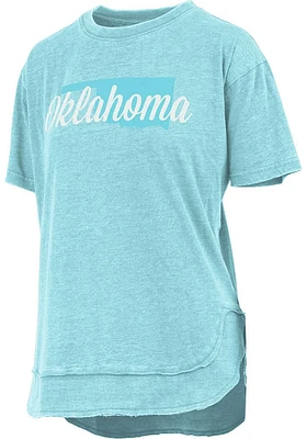 Pressbox Oklahoma Womens Green Wordmark Short Sleeve T-Shirt