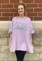 Pressbox Chicago Womens Purple Wordmark Short Sleeve T-Shirt