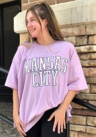 Pressbox Kansas City Womens Purple Stacked Script Short Sleeve T-Shirt