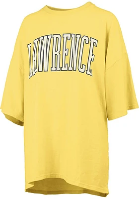 Pressbox Lawrence Womens Yellow Script Short Sleeve T-Shirt