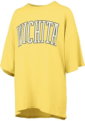 Pressbox Wichita Womens Yellow Script Short Sleeve T-Shirt
