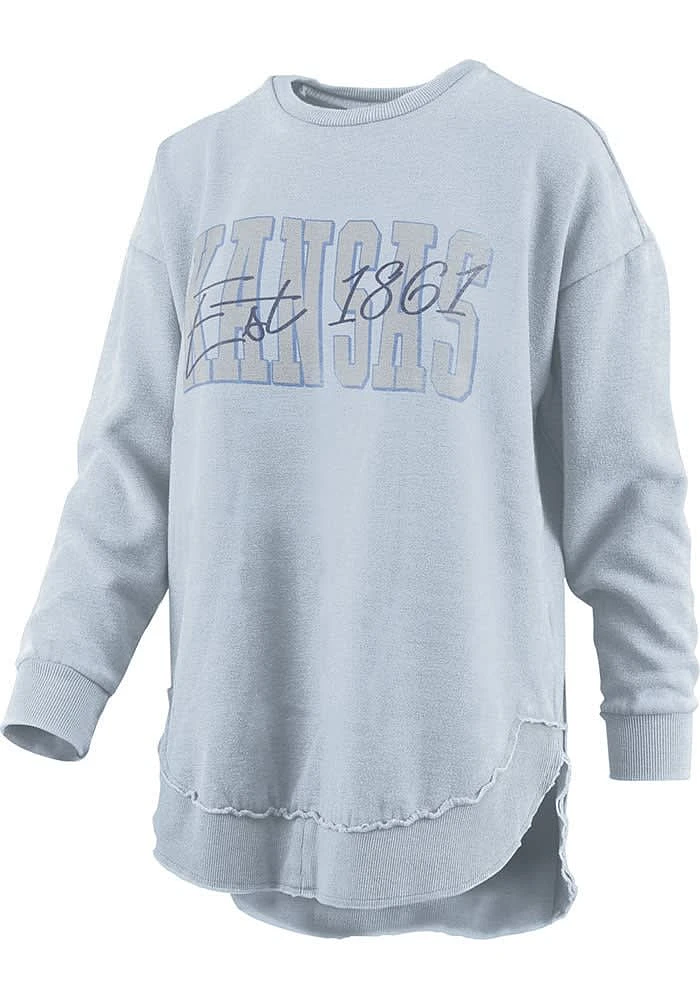 Pressbox Kansas Womens Blue Wordmark Crew Sweatshirt