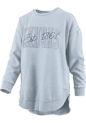 Pressbox Kansas Womens Blue Wordmark Crew Sweatshirt