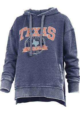 Pressbox Texas Womens Navy Blue Vintage Fleece Hooded Sweatshirt