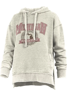 Pressbox Michigan Womens Ivory Vintage Fleece Hooded Sweatshirt