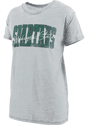Pressbox Michigan State Spartans Womens Grey Burnout Everest Short Sleeve T-Shirt