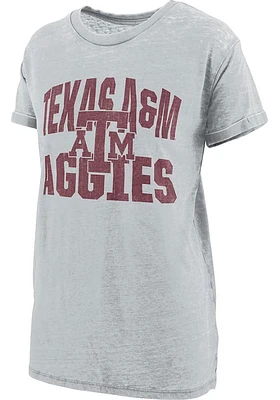 Pressbox Texas A&M Aggies Womens Grey Burnout Maxine Short Sleeve T-Shirt