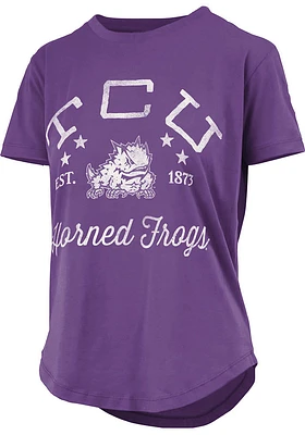 Pressbox TCU Horned Frogs Womens Purple Rounded Bottom Jade Short Sleeve T-Shirt