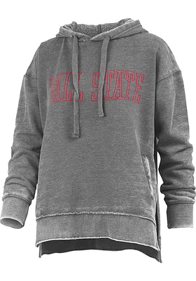 Pressbox Ball State Cardinals Womens Black Burnout Marni Hooded Sweatshirt