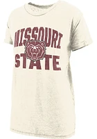 Pressbox Missouri State Bears Womens Ivory Burnout Maxine Short Sleeve T-Shirt