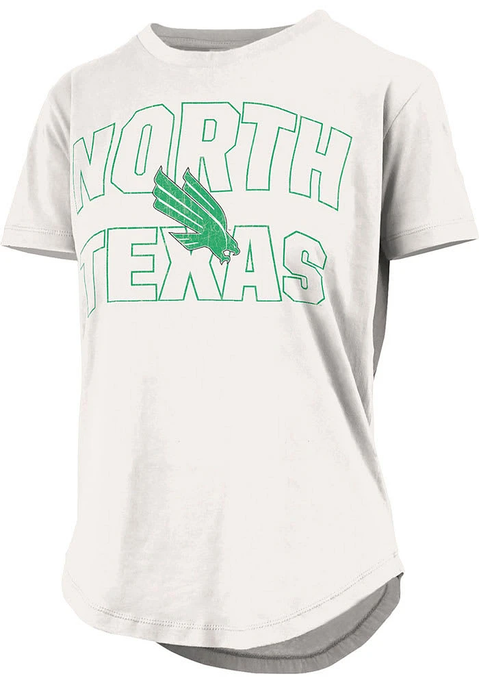 Pressbox North Texas Mean Green Womens White Rounded Bottom Maxine Short Sleeve T-Shirt