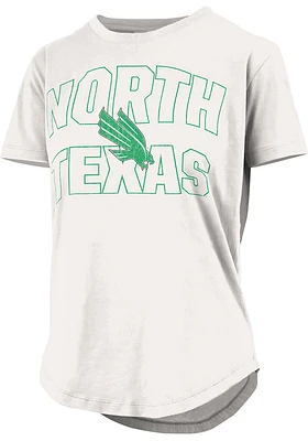 Pressbox North Texas Mean Green Womens White Rounded Bottom Maxine Short Sleeve T-Shirt