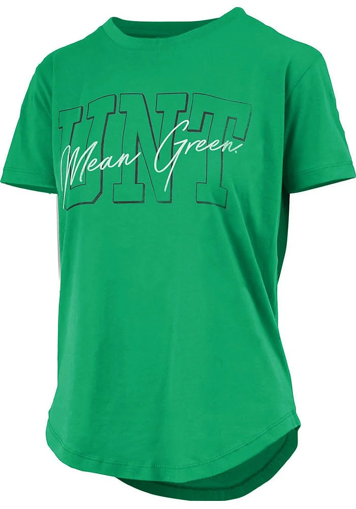 Pressbox North Texas Mean Green Womens Kelly Rounded Bottom Everest Short Sleeve T-Shirt