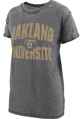 Pressbox Oakland University Golden Grizzlies Womens Black Burnout Maxine Short Sleeve T-Shirt